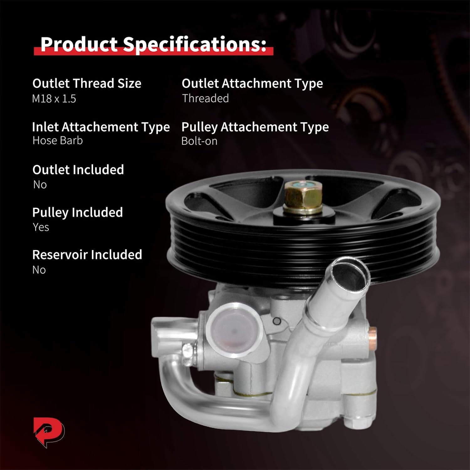 PHOBOOS Power Steering Pump Compatible with Ford Escape 2004-2007 Gas, Mazda Tribute 2005-2006 Gas, Mercury Mariner 2005-2007 Gas, V6 3.0L, with Pulley&Outlet, Ref. 21-5370【Does NOT Fit HYBRID Models】