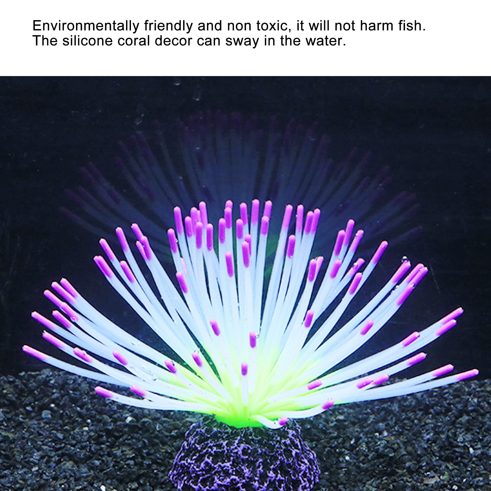 Artificial Coral Aquarium Decoration, Silicone Fake Sea Anemone Coral Underwater Fish Tank Landscaping Ornament(Purple) - Image 2
