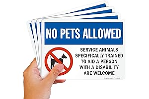 4x5 PETS FORBIDDEN Service Animals OK Laminated Signs