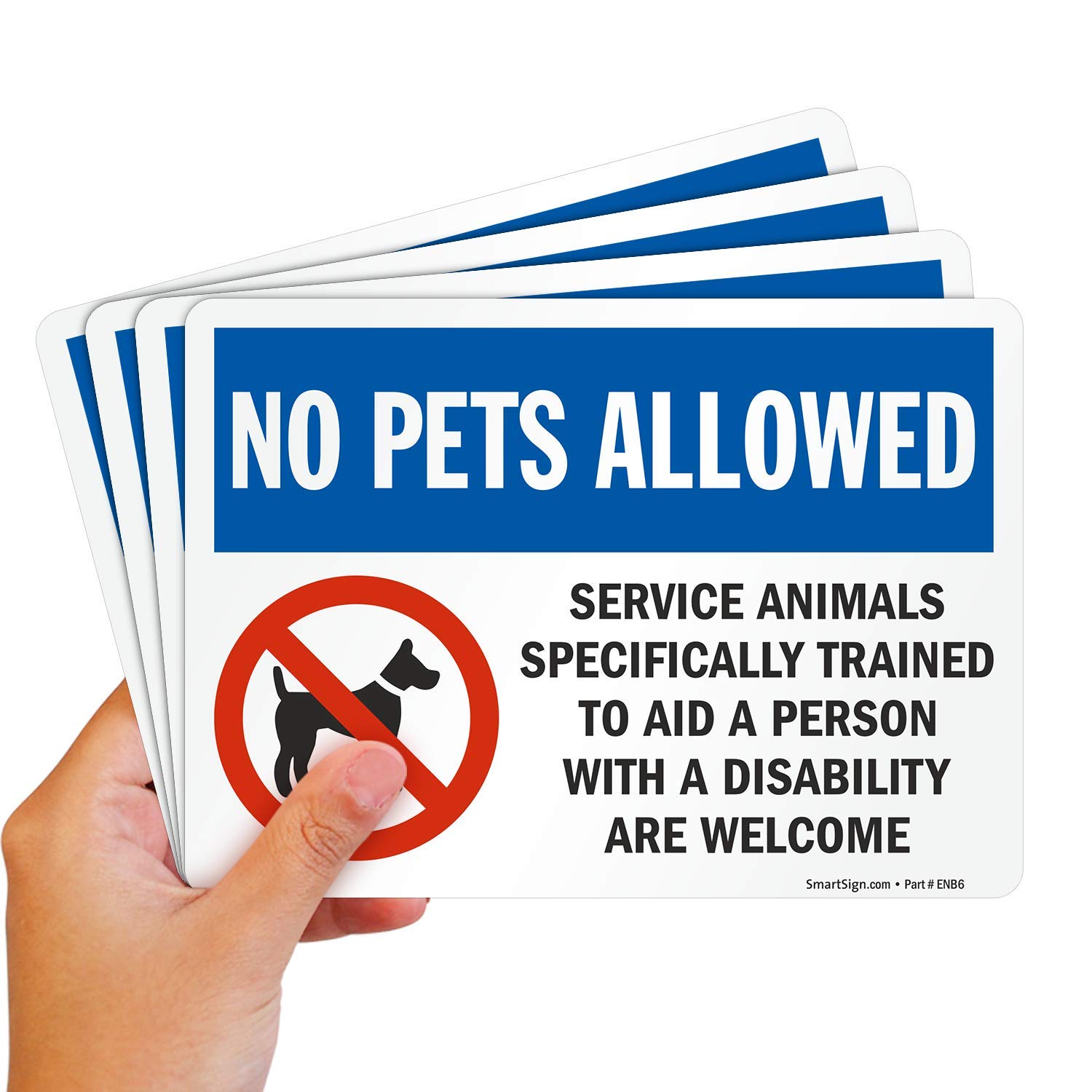 Service Animals Only Sticker Labels - 4 Pack Laminated Polyester Signs