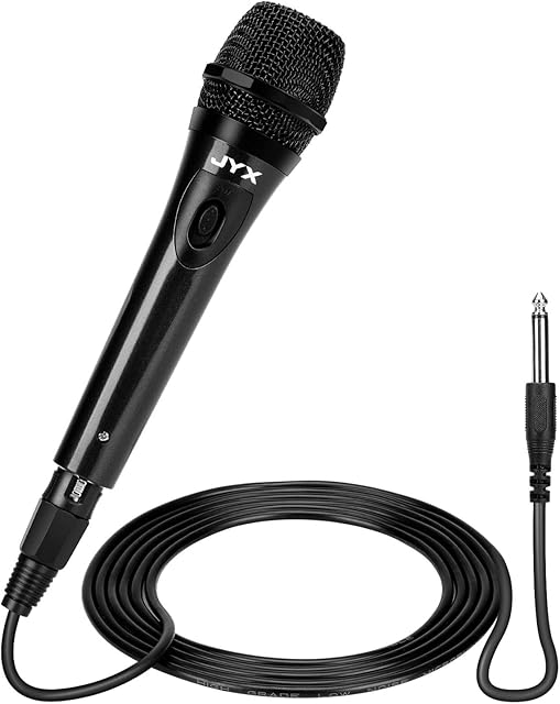 JYX Wired Microphone with 10Ft XLR Detachable Cord to 1/4 Audio Connector, Dynamic Handheld Microphone with ON/OFF Switch, Compatible with Karaoke Machine/Mixer/Amplifier/Speaker