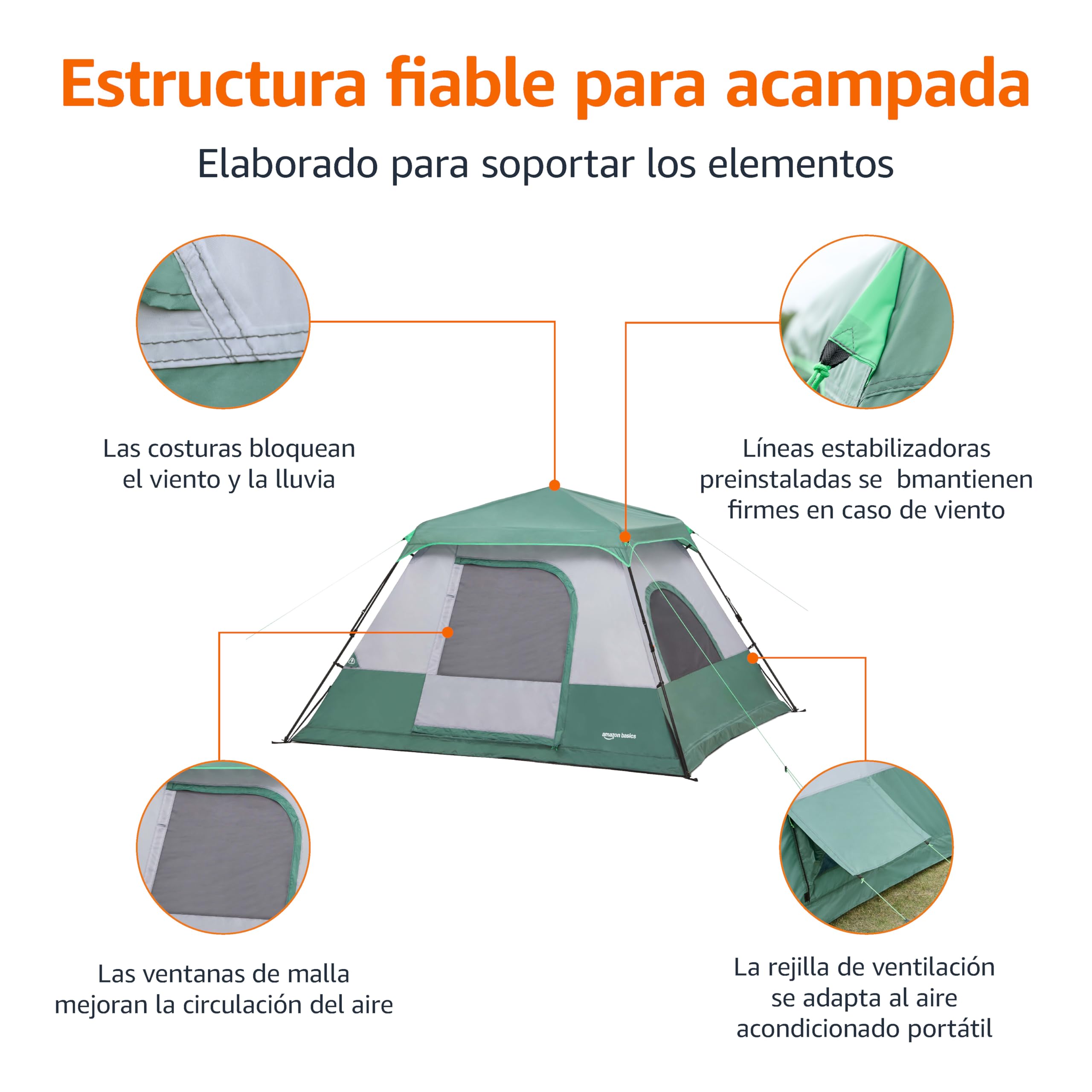 Amazon Basics Tienda de campaña instantánea con Cubierta para la Lluvia