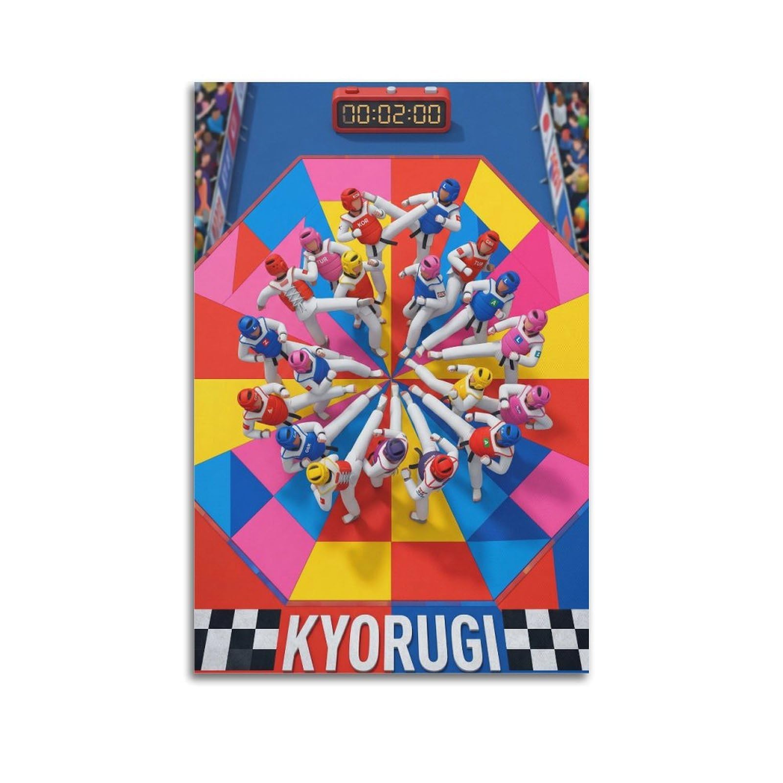 OLYHTR Taekwondo Match Poster Modern Decorative Canvas Prints - Ideal Wall Art for Family, Man Cave, Game Room, Boys & Girls Bedroom 24x36inch(60x90cm)