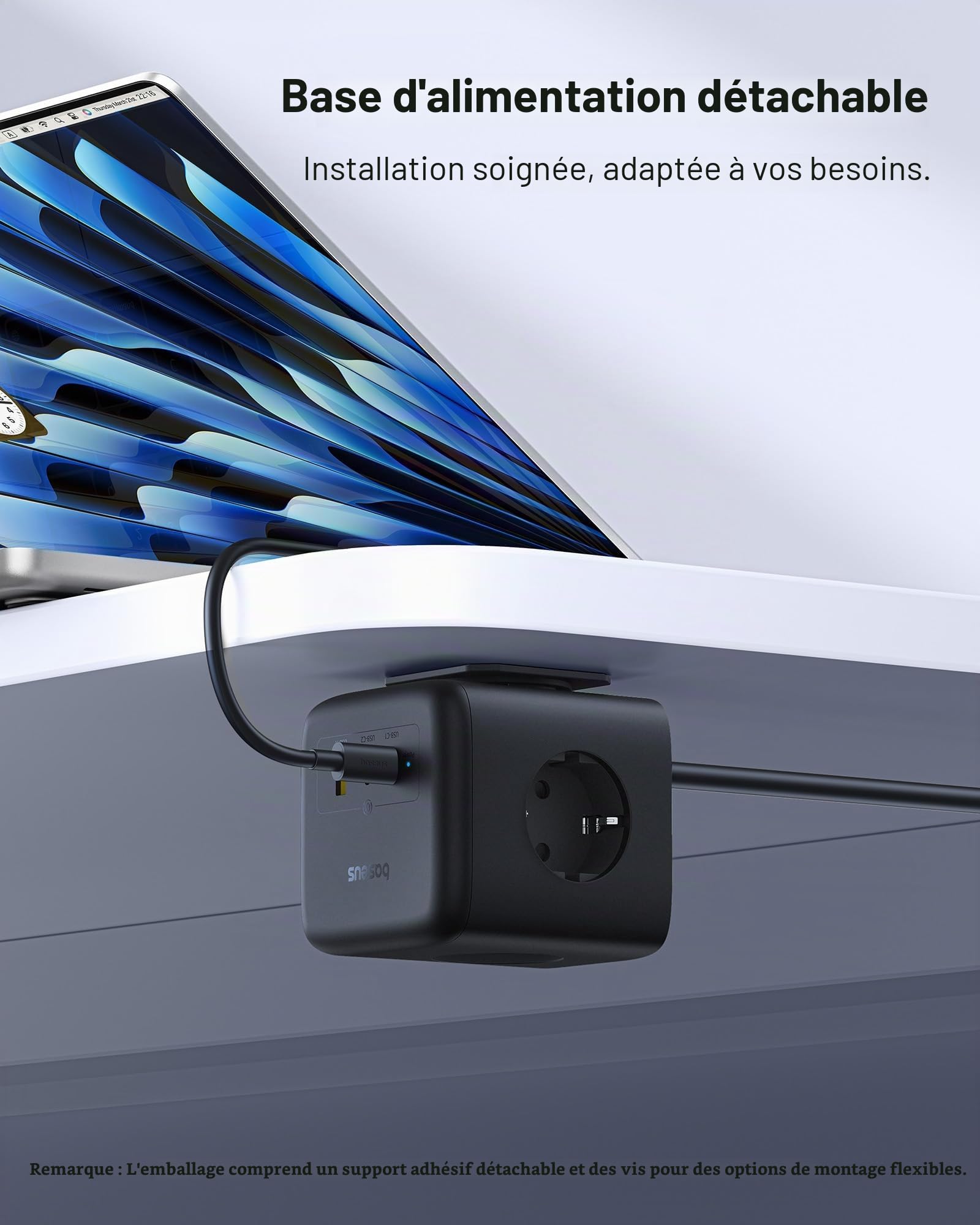 Baseus Bloc multiprise GaN6 USB C 67 W - Chargeur 3 prises avec interrupteur - Chargeur PD portable pour MacBook, iPad, iPhone 16/15, Galaxy S25 Ultra, maison, bureau, voyage