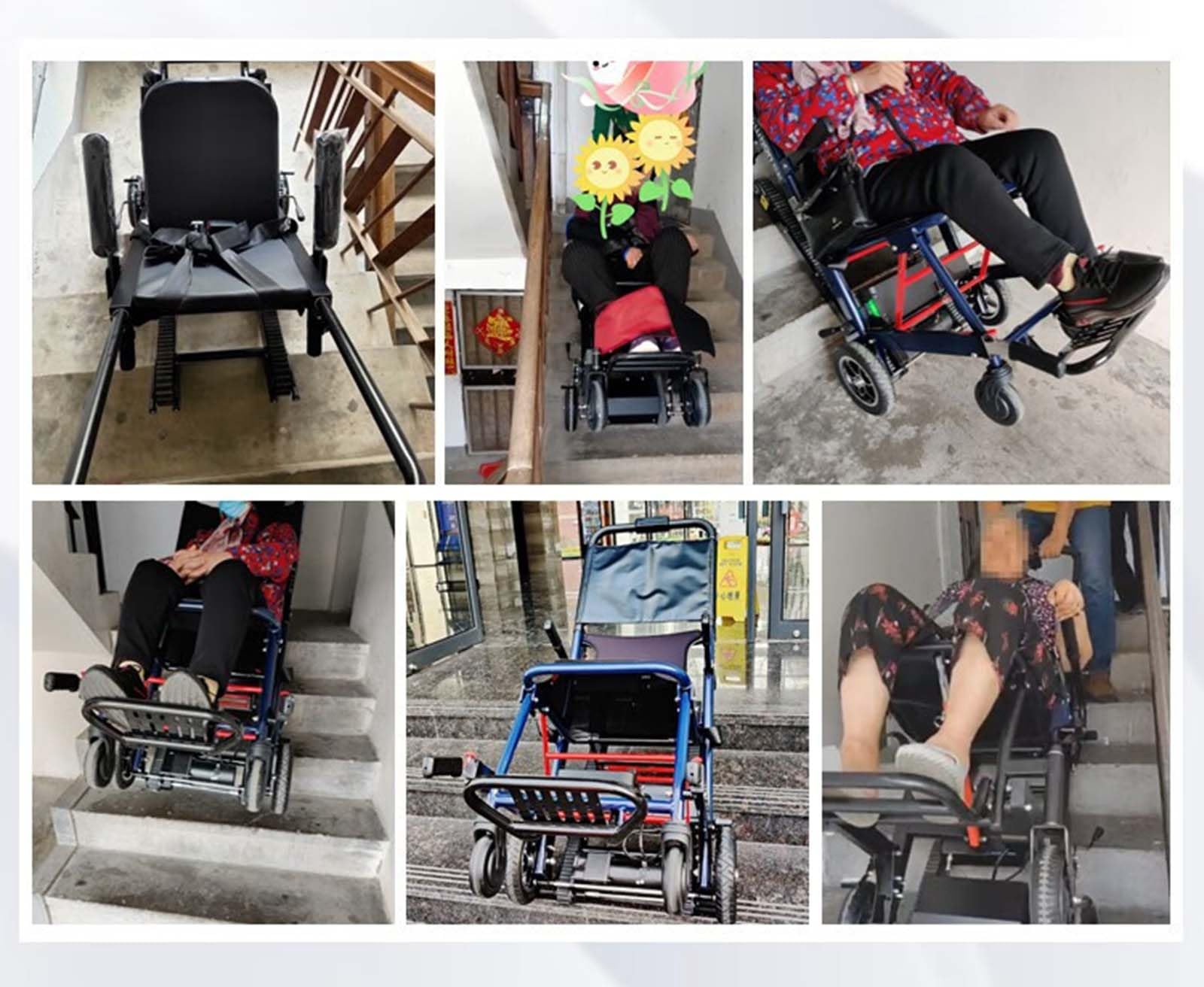 Fauteuil Roulant Électrique Multifonction Pliable Chaise D'escalier sur Chenilles Monte-Escalier Électrique Fauteuil Roulant Léger Portable pour Personnes Âgées