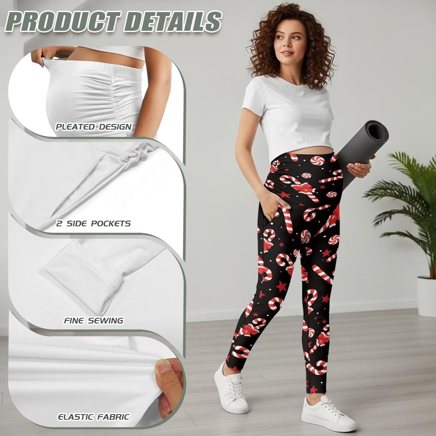 Maternity Leggings Over The Belly Work Yoga Lounge Pregnancy Pants with Pockets Size S-XXL