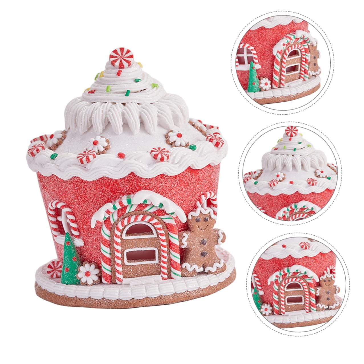 Castillo de Arcilla y casita navideña de Resina Pueblo de Pan de Jengibre decoración Colgante del Techo Adorno navideño de la casa de Pan de Jengibre Adornos