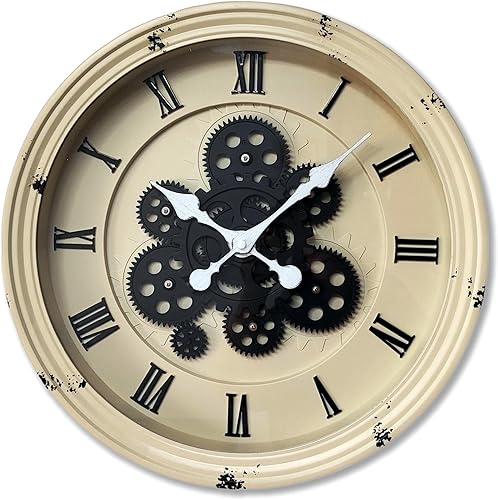 Miniatura 10 de Evursua Reloj de pared grande de 15.2 pulgadas con engranajes reales, reloj de pared móvil vintage industrial steampunk estética, arte para
