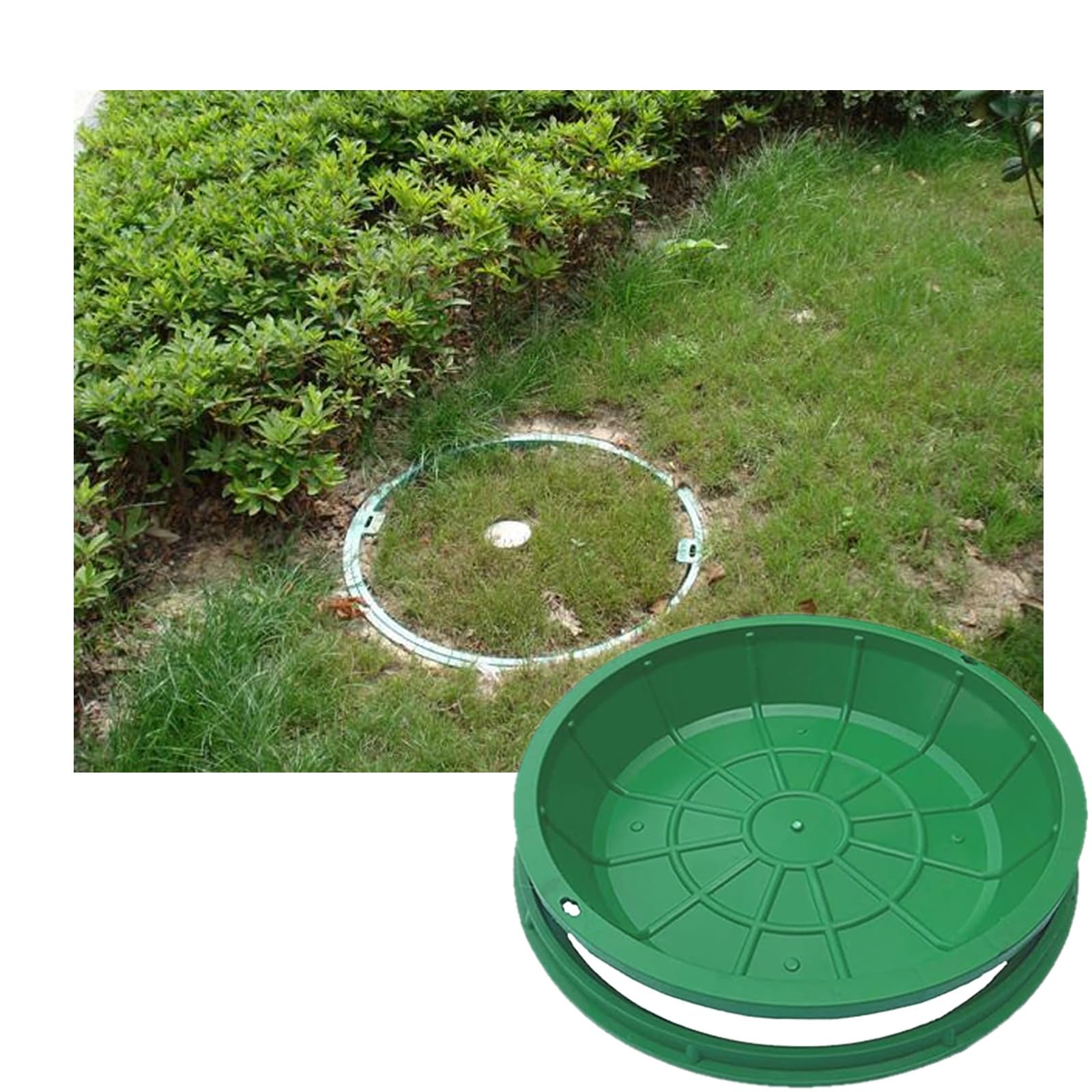 Couvercle de Regard Rond pour Gazon et Puits Ornemental Encastrable - Modèle Discret