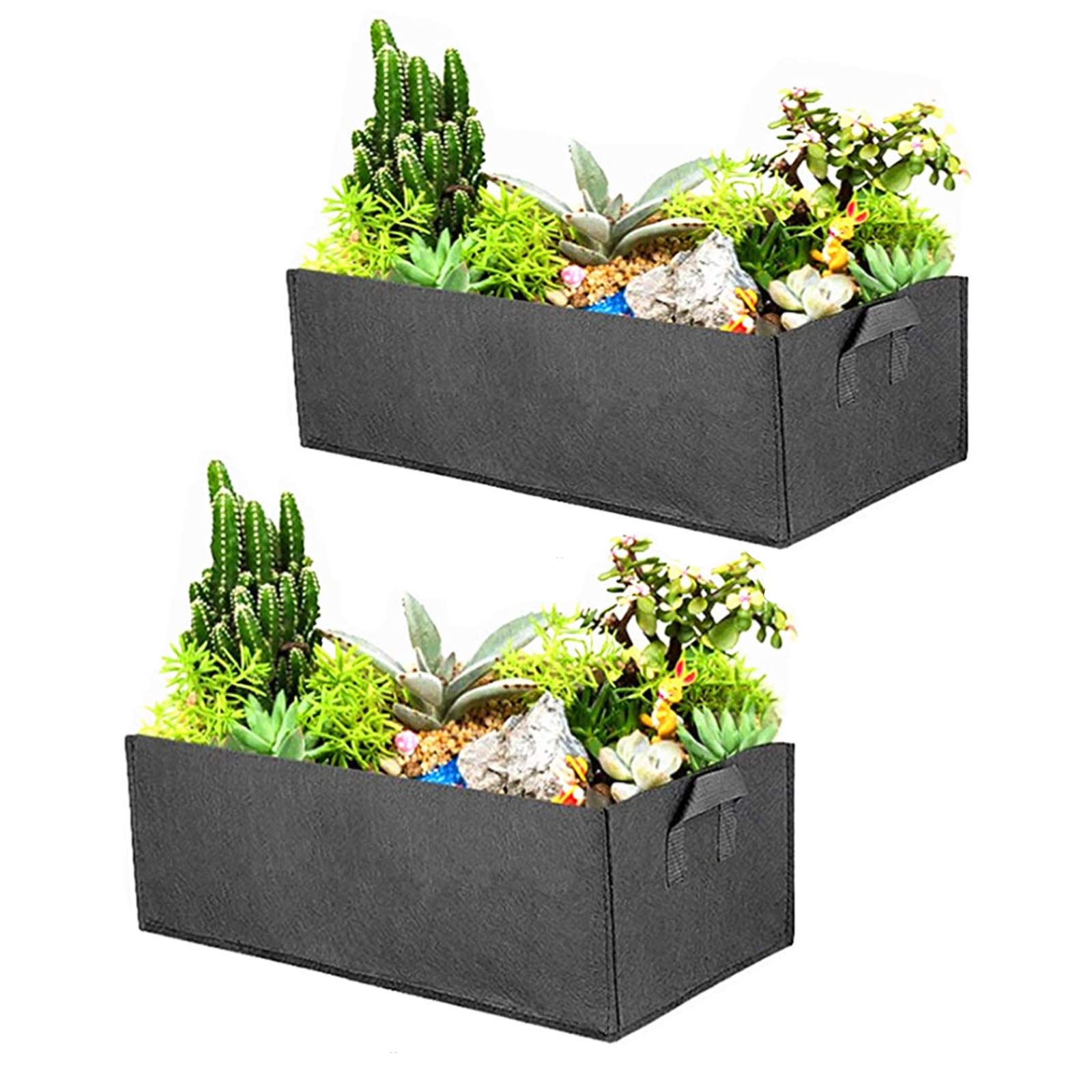 DOPORA Rectangle Grow Bags Pack of 3 Pieces Black Nonwoven Grow Bags with Handle,Garden Indoor Outdoor Growing Bags Planting Container Fabric Pots for Vegetables,Flowers and Fruits(40 x 40 x 80cm)