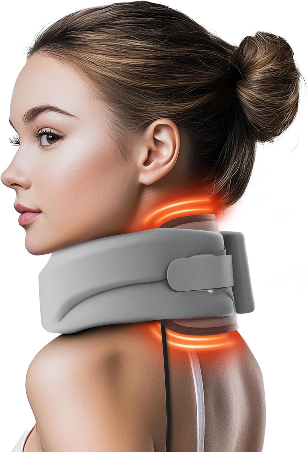 Heated Neck Brace Cervical Collar - Neck Support Brace with Heating Pad, Soft Foam Wraps Keep Vertebrae Stable and Aligned for Relief of Cervical Spine Pressure for Women & Men Gray (M Size) Gray Heated Style Medium (12.6-15.8 Inch)