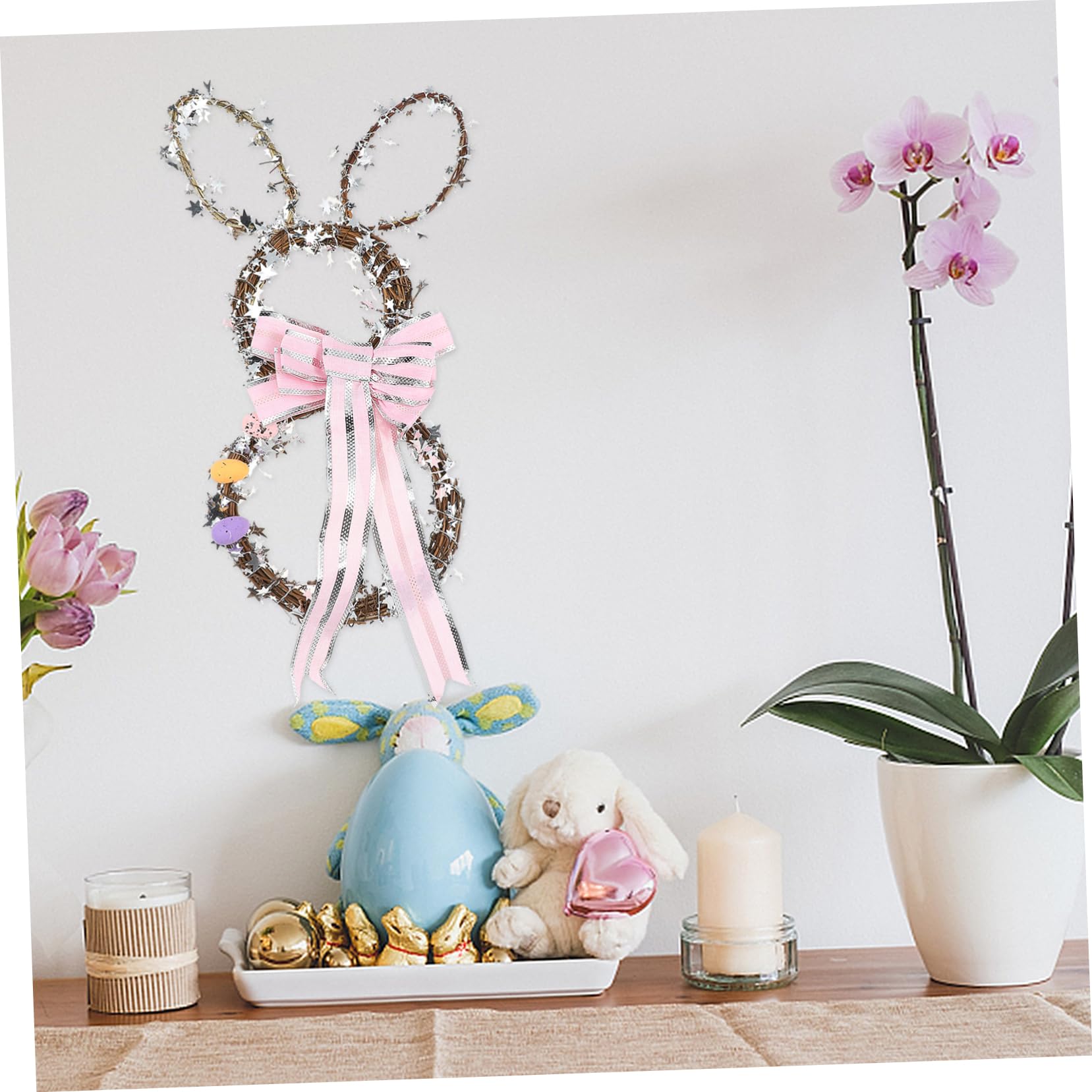 MAGICLULU 2 Pezzi fiore del coniglietto di pasqua pulcino peluche decorazioni decorazione coniglio pasquale easter bunny Ciondolo pasquale arredamento della festa di Pasqua rattan rosa
