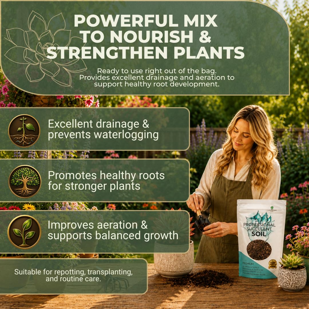 Succulent Soil Mehrzweck-Mischung, hochwertig, groß, gebrauchsfertig, vorgemischt für Kakteen und Sukkulenten, kanadischer Torf, Feldsand, Kiefernrinde, hergestellt in