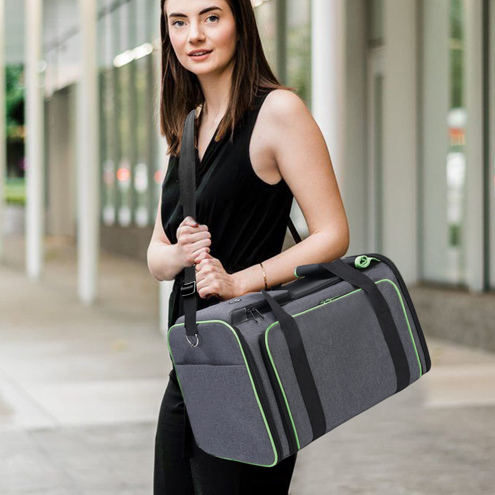 PETCUTE Transportín Extensible para Perros,Bolsa de Transporte Plegable para Gatos con Colchón Suave,Cinturón de Seguridad,Transportín Perro Pequeño,Ideal para Automóvil/Compras/Aire Libre