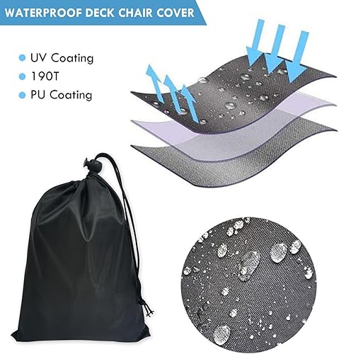 Miniatura 3 de Fundas para sillas de gravedad cero, 2 unidades, para exteriores, plegables, de gravedad cero, impermeables, a prueba de polvo, con bolsa de
