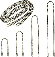 Vista 10 de Juego de 4 piezas de cadena plana de hierro DIY, conjunto de correa para bolso y hombro, cadena para billetera, hebilla de metal