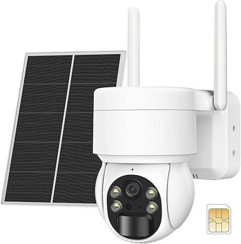 SEHMUA Cámara de seguridad celular 4G LTE al aire libre con tarjeta SIM, panorámica inclinación 360 View 2K sin WiFi cámara de seguridad alimentada