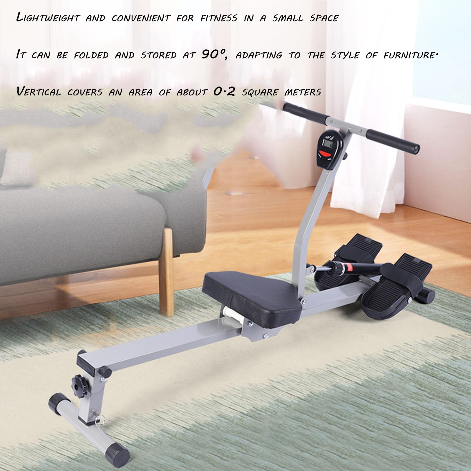 Składany Wioślarz Hydrauliczny Z Oporem, Wioślarz Hydrauliczny Do Użytku Domowego, Sprzęt Do Ćwiczeń W Pomieszczeniach, Sprzęt Fitness, Nośność 120 Kg