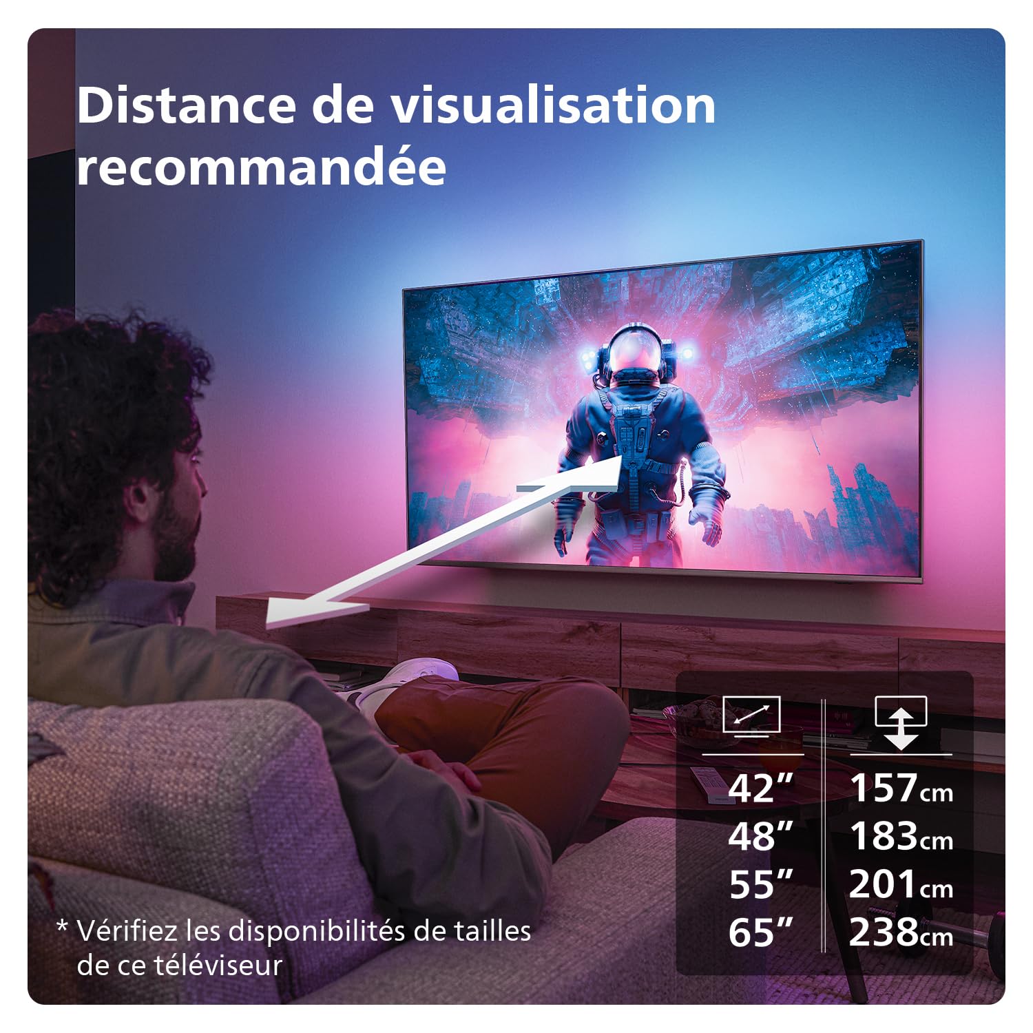 Philips Ambilight 48OLED809 Smart TV OLED 4K - Écran 48 Pouces, Plate-Forme P5 AI Perfect Picture Ultra HD, Google TV, Dolby Vision et Son Dolby Atmos, Fonctionne avec Alexa et Google Assistant