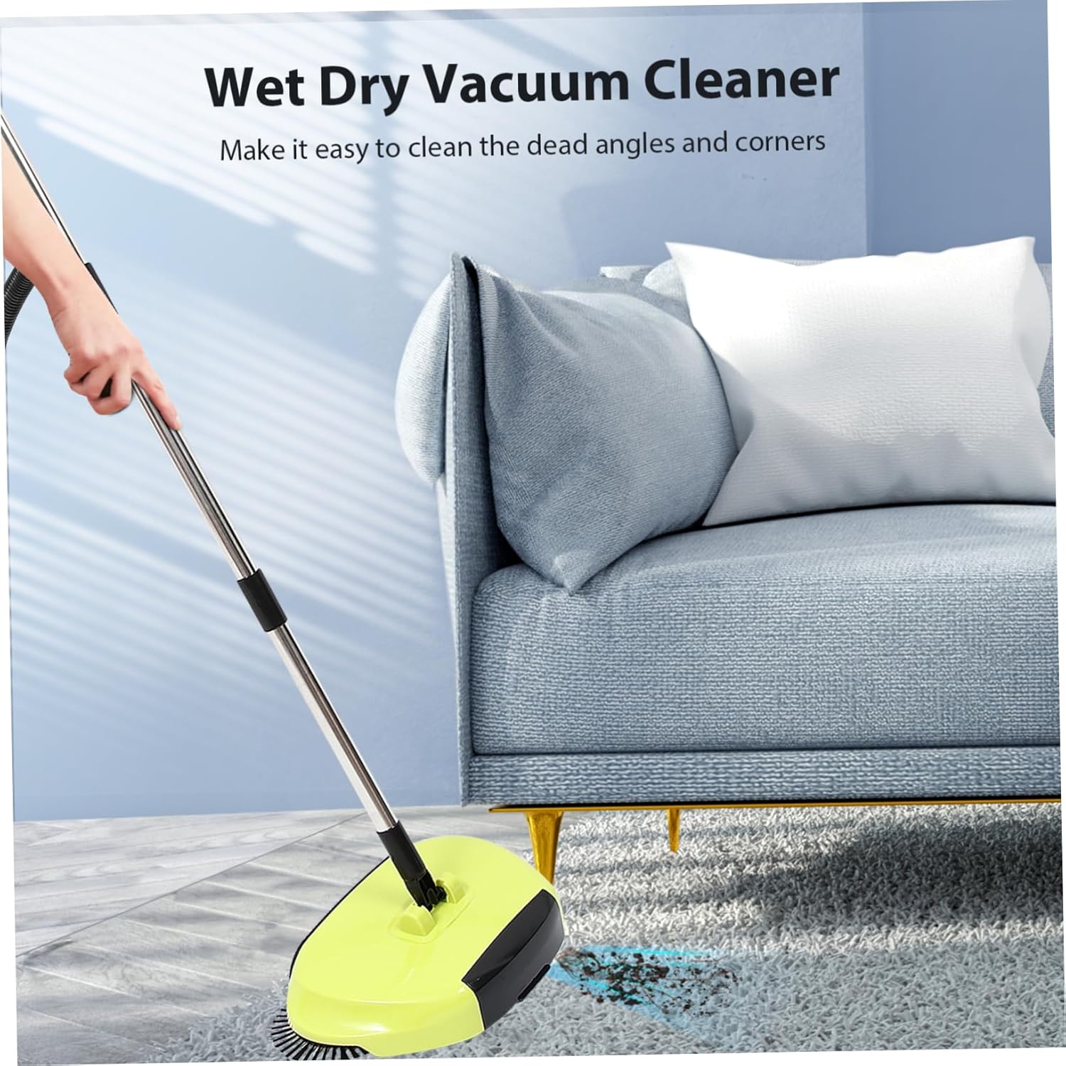 STOBAZA Multi-Function Push Sweeper Broom Handle and Enclosed Trash Bin for Effortless Home Cleaning Rotating Dustpan for Hair and Debris Random