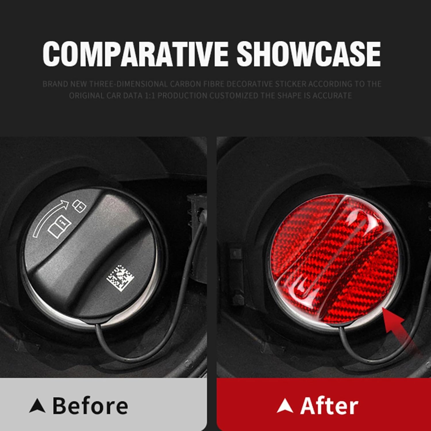 Real Carbon Fiber Car Fuel Gas Tank Filler Cap Cover Trim Universal fit for BMW MINI models X1 X2 X3 X4 X5 F10 F30 E46 E90 F80 F82 M4 (Red)