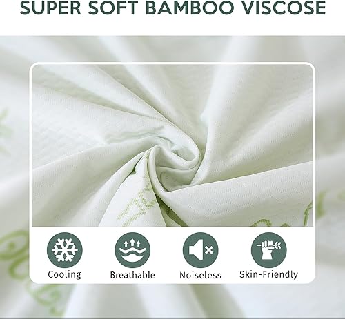 Miniatura 4 de MUXHOMO Paquete de 2 protectores de colchón California King, 100% impermeables, funda de colchón tamaño California King, funda de cama refrescante y