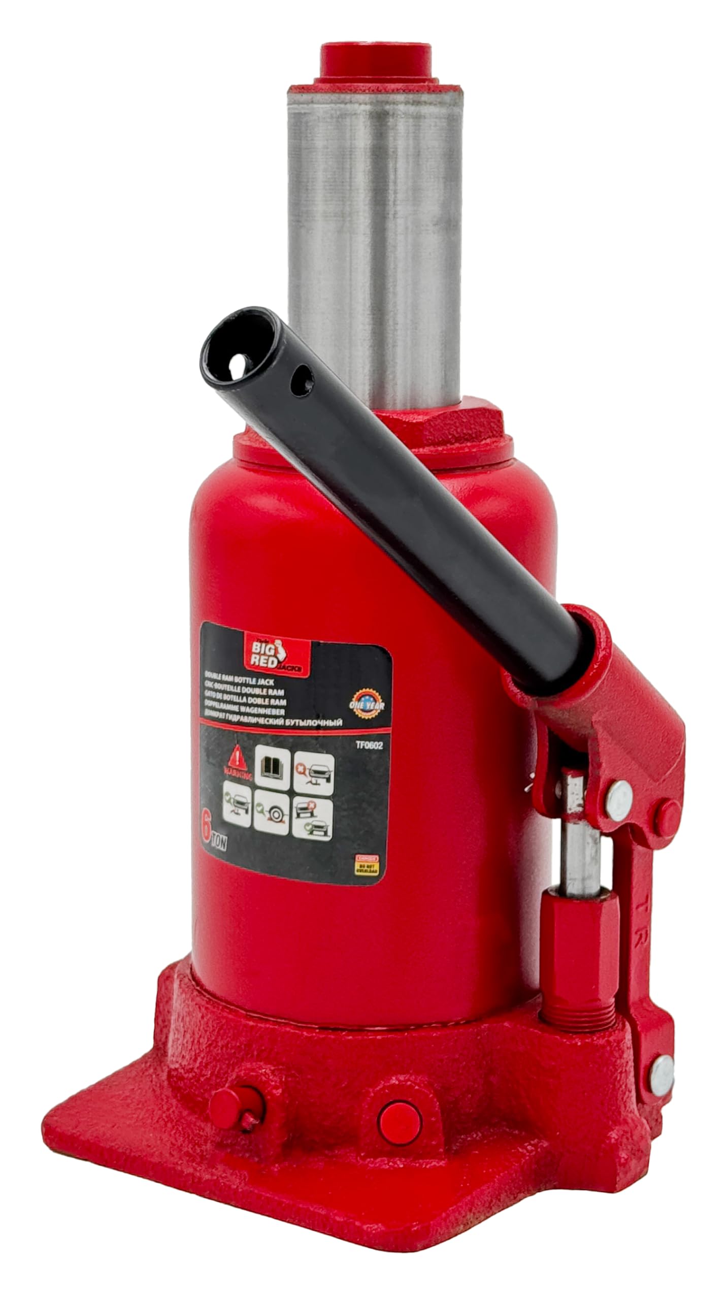 Torin Big RED 6T Hydraulischer Wagenheber (215-485mm) Stempelwagenheber Autoheber Doppel-Ram niedriges Profil Doppel Ram Bottle Jack für Werkstatt und Garage