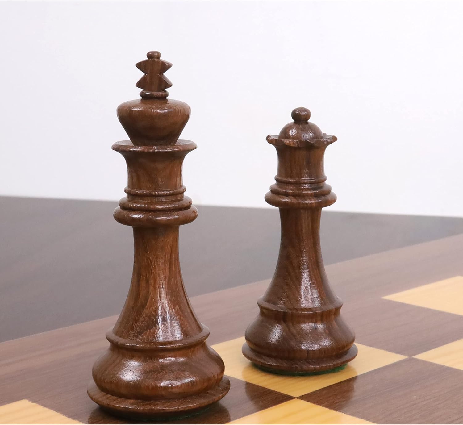 Royal Chess Mall - 4" Bridle Staunton Luxury Chess Pieces Only Set - Golden Rosewood & Boxwood