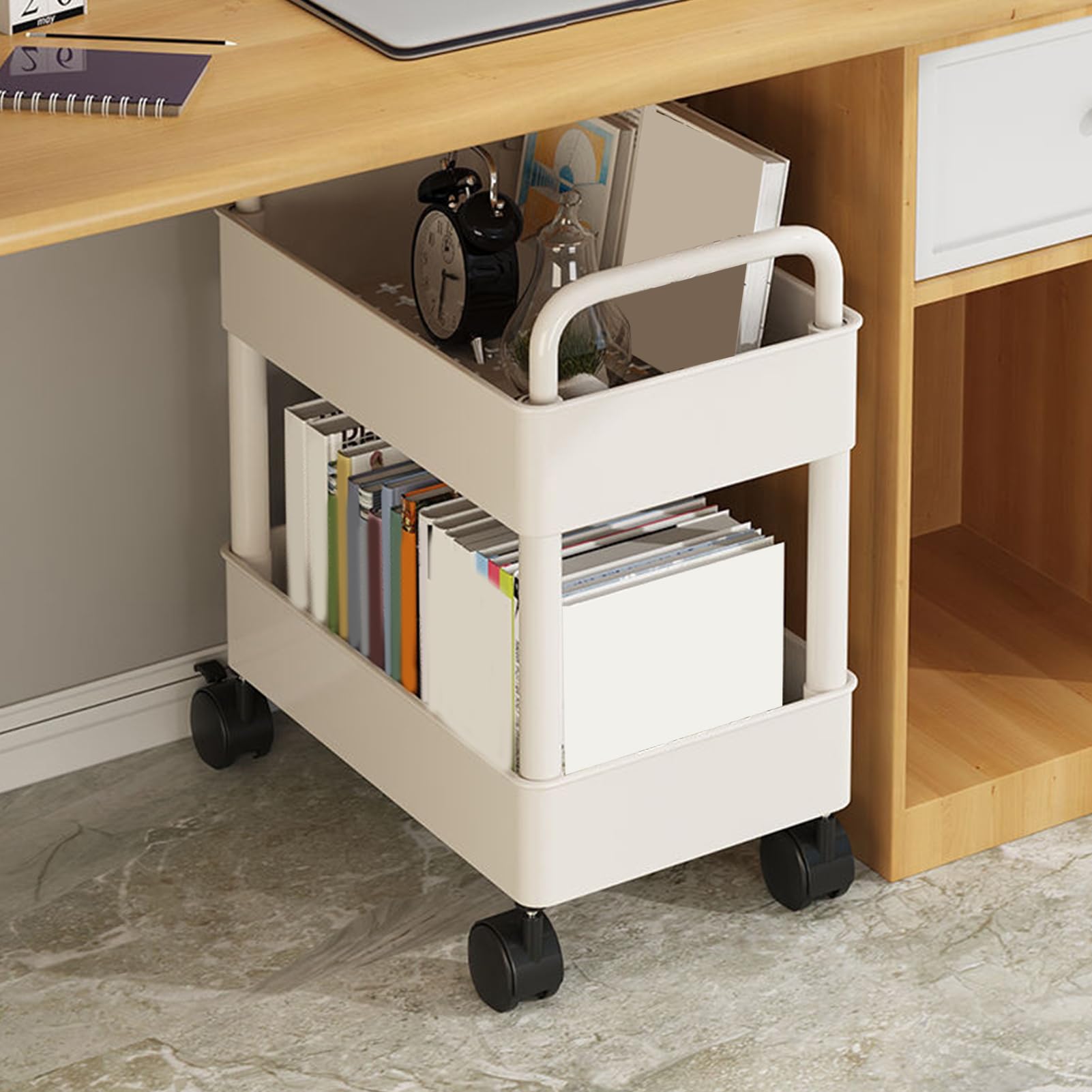 Étagère à roulettes Chariot -PP 14,57 x 9,84 x 17,13 pouces | Chariot de | rangement de à 2 niveaux 600g | Étagère de rangement pour , étagère de rangement pour snacks, affichage de