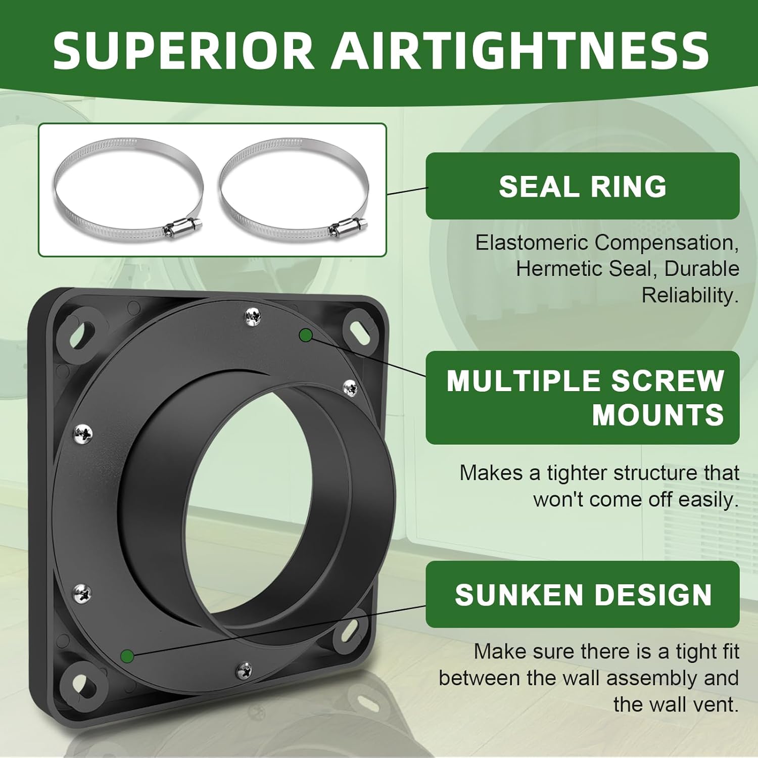 Magnetic Dryer Vent Coupling-Quick Connection and Disconnection Strong Magnet Self-Alignment Design Quick-Installation Dryer Magnetic Vent Connector Airtight Seal Dryer Vent Connector Kit (Space Gray)