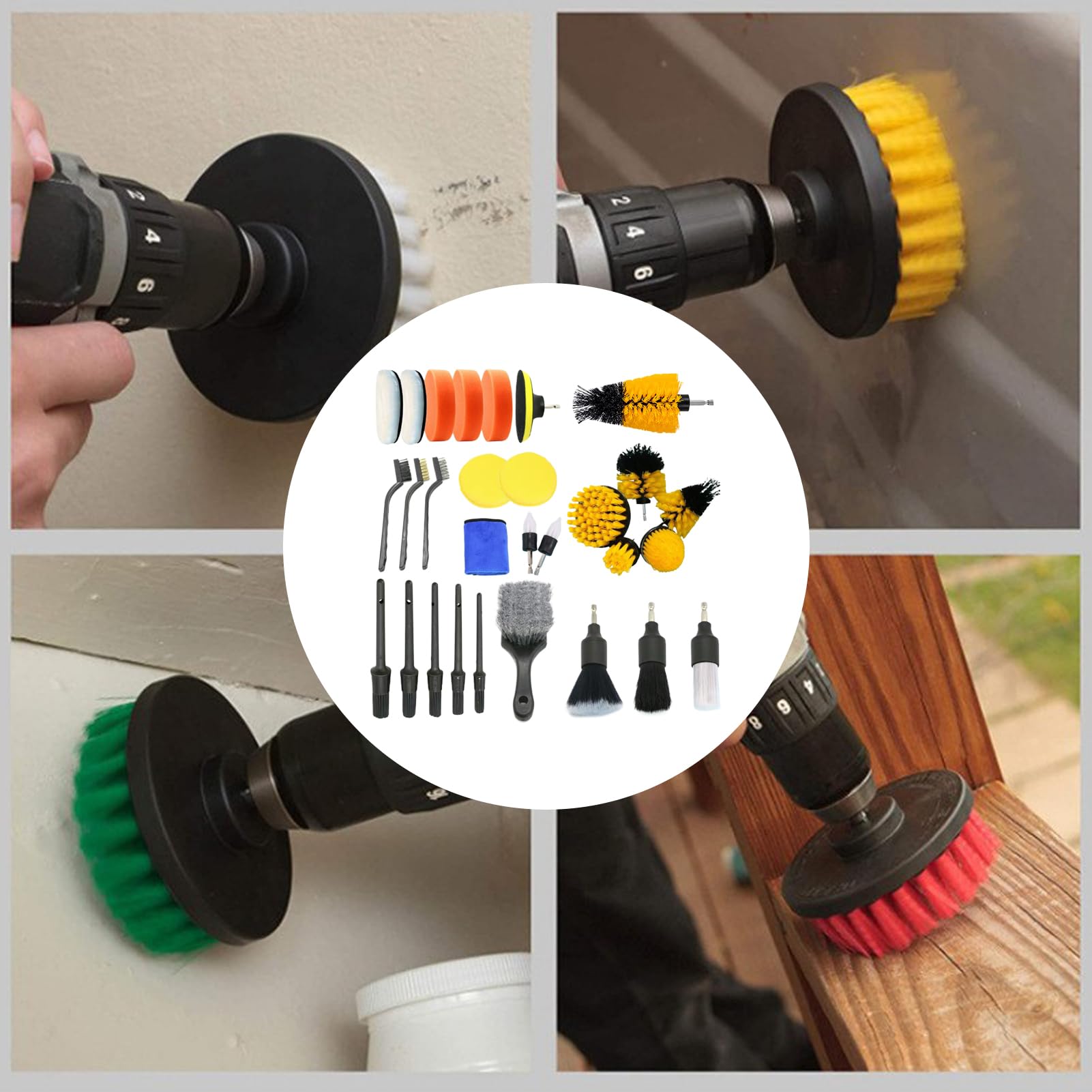 Kit di detailing per auto 29 pezzi di strumenti per la pulizia | Kit per il detailing degli interni auto per automobile, bagno, sedili, cruscotti, scanalature dei pneumatici, bocchette