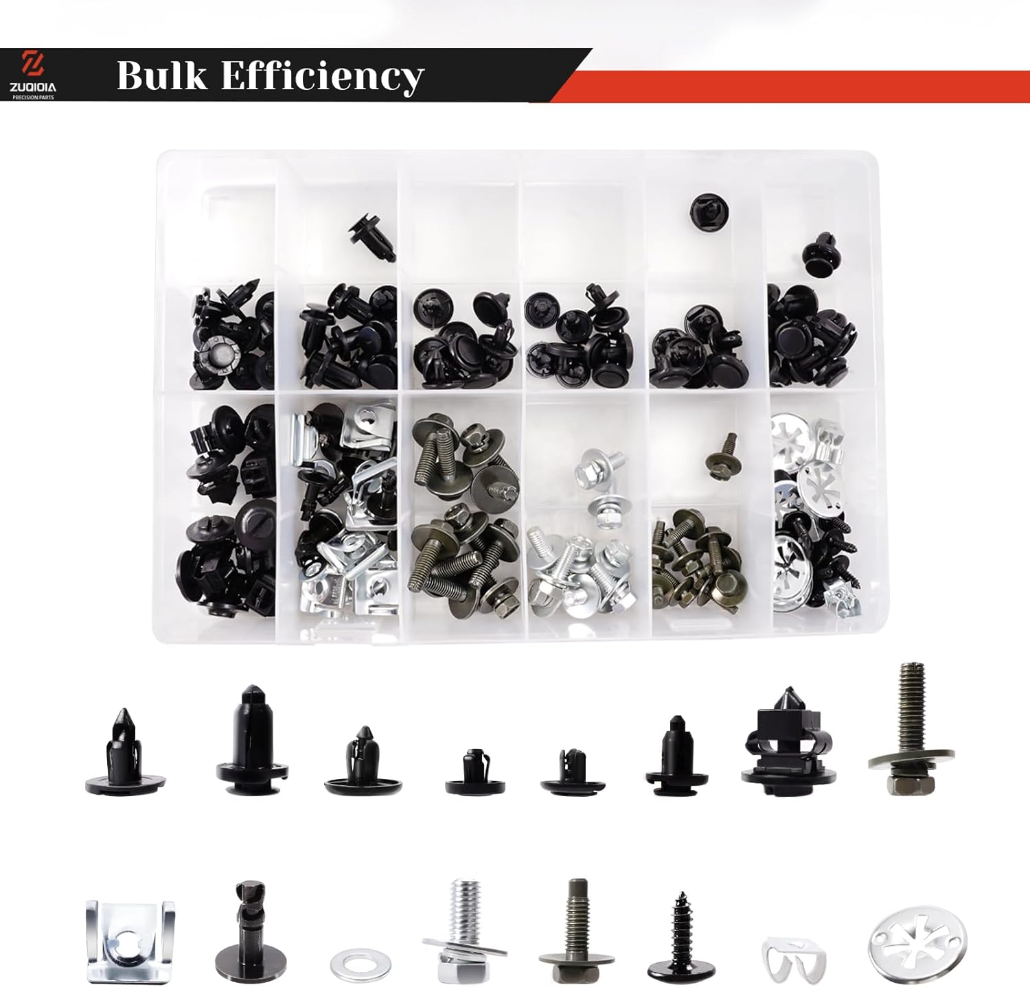 120Pcs Car Push Retainer Clips, Engine Under Cover Splash Shield Guard Body Bolts Screws Washer, Skidplate Hardware Fits for Toyota Nissan Honda VW Beetle Golf Jetta