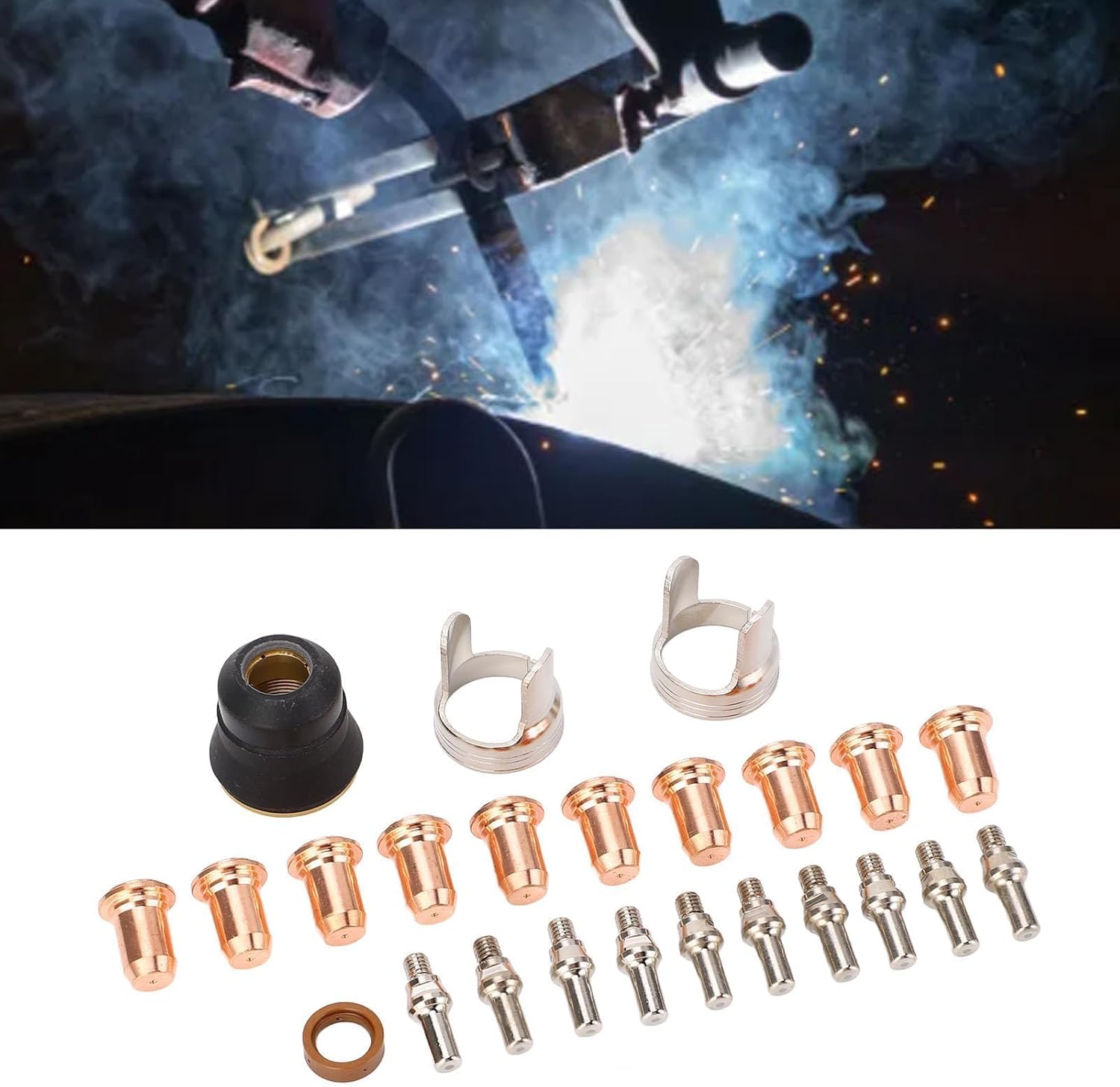 Plasma Cutting Torch Tip Electrode 24 Piece Consumables Kit for CUT 55DS Pro CUT 65DS with IPT40 and Brass Zinc Alloy Stainless Steel