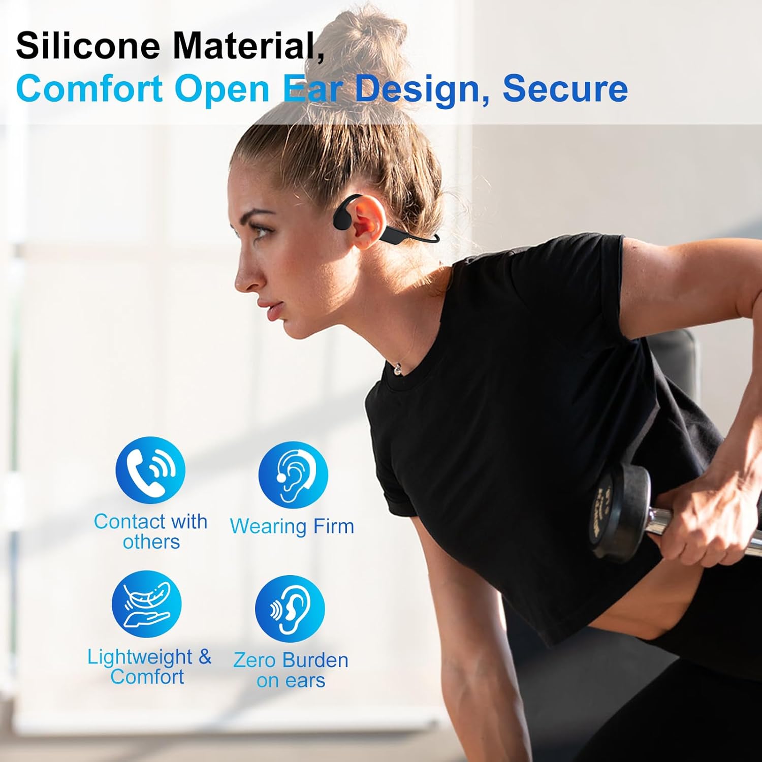 Swimming Bone Conduction Headphones, IPX8 Open Ear Headphones Bluetooth 5.4 Waterproof Earbuds with 32GB MP3 7H Playtimes, Underwater Headphones for Marathon、Swimming、Running、Cycling - Image 5