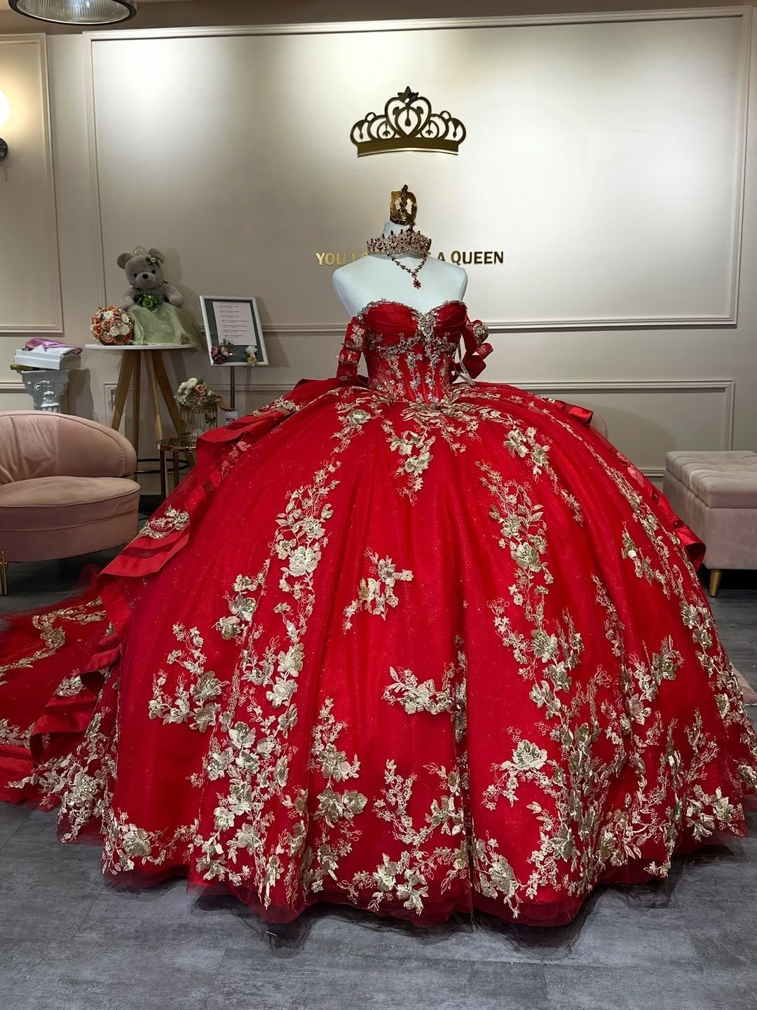 Zhangyo Off Shoulder Quinceanera Dresses with Bow Puffy Tulle Sweet 15 16 Dresses with Bow Gorgeous Lace Applique Ball Gown