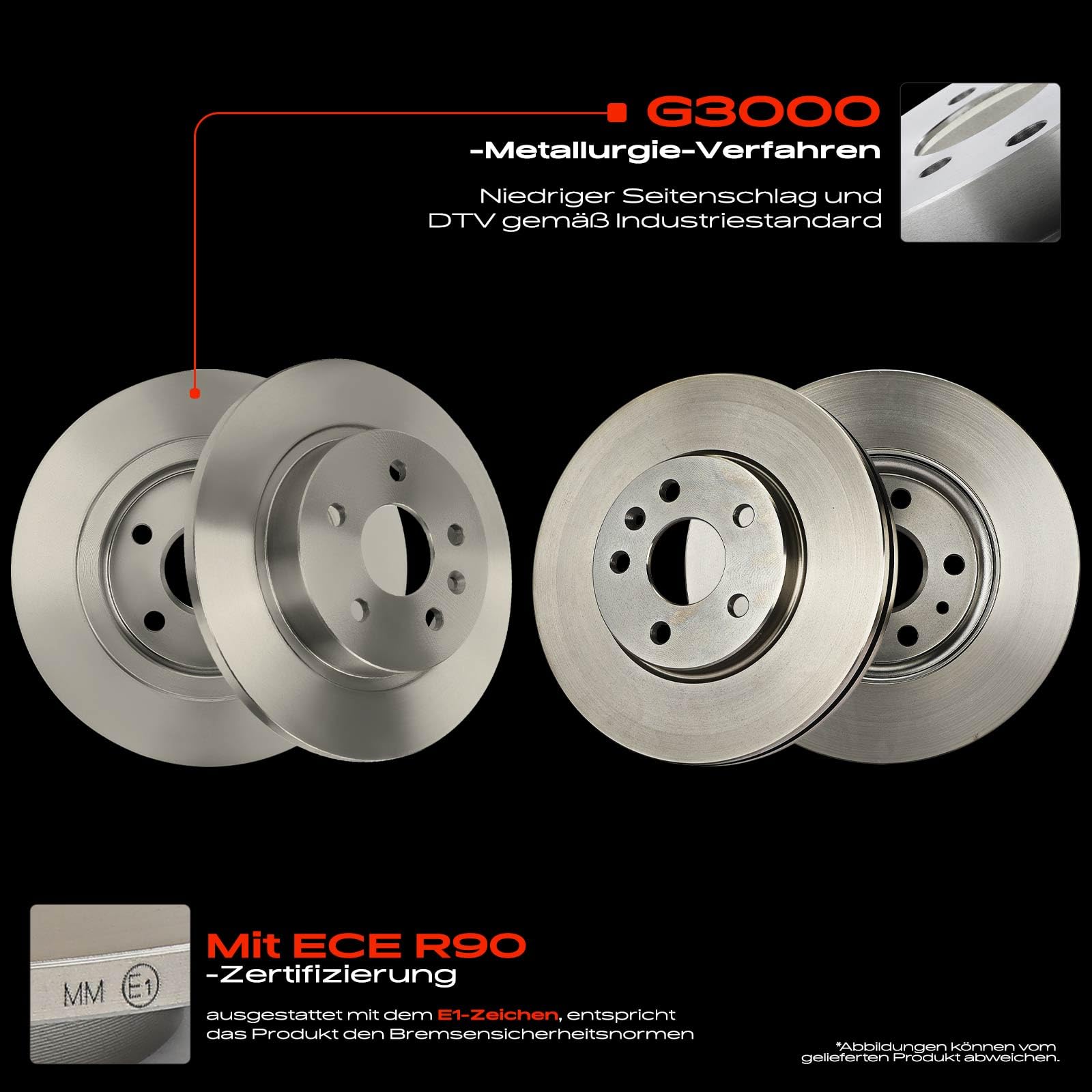 Frankberg Bremsensatz inkl. 4x Bremsscheiben + 8x Bremsbeläge Vorne Hinten Kompatibel mit Astra J CaR.A.Van P10 Astra J GTC Astra J P10 Replace# 13473428