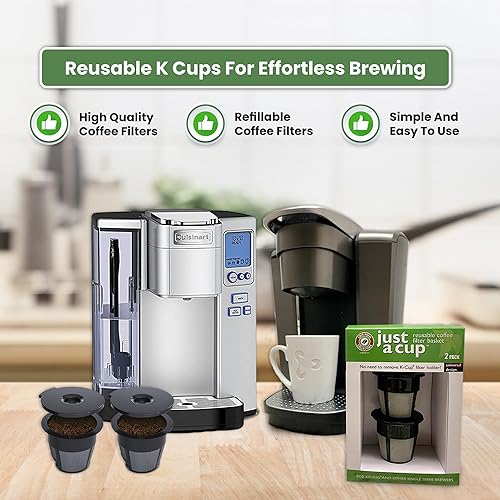 Miniatura 7 de K Cups reutilizables, paquete de 2 filtros universales de café para Keurig, Cuisinart y Mr. Coffee Brewers - Malla de acero inoxidable, sin BPA