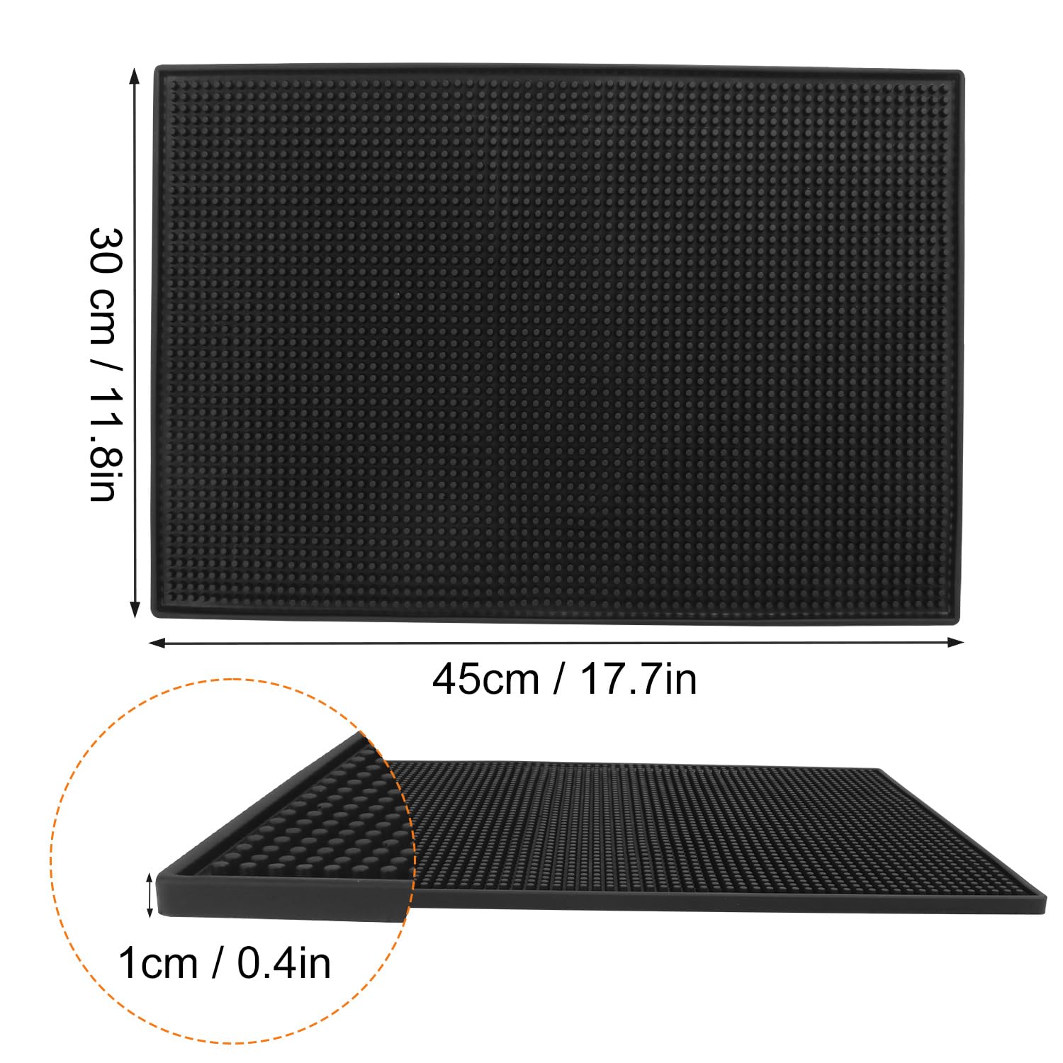 Confezione da 5 tappetini in gomma da bar, 45,7 x 30,5 cm, colore nero, per banconi, baristi, soluzione efficiente ed elegante per ogni esigenza di barista KUKLIPJIM