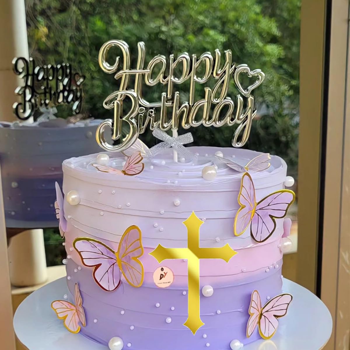2 Stück Kommunion Torte Deko – Kreuz & Taube Aus Gold Acryl, Cake Topper Für Taufe, Hochzeit & Feiern