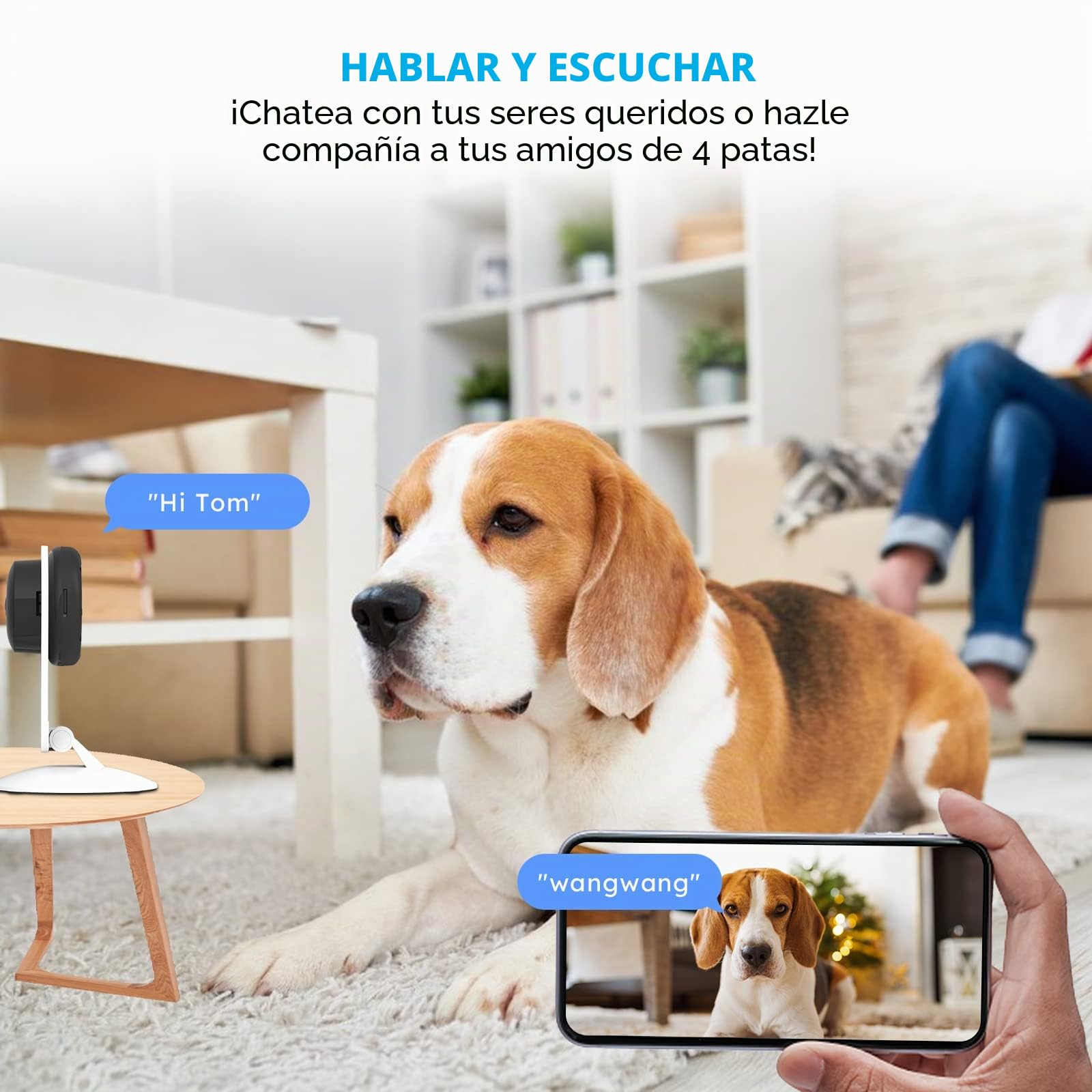 AGSHOME Cámara de vigilancia de vídeo Inteligente WiFi con vídeo HD 1080p | detección de movimiento, audio bidireccional, instalación fácil y funciona con alarma inalámbrica