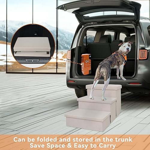 Miniatura 7 de Escaleras para perros, escalones para perros para camas altas, escaleras plegables para mascotas para perros pequeños, cachorros con almacenamiento