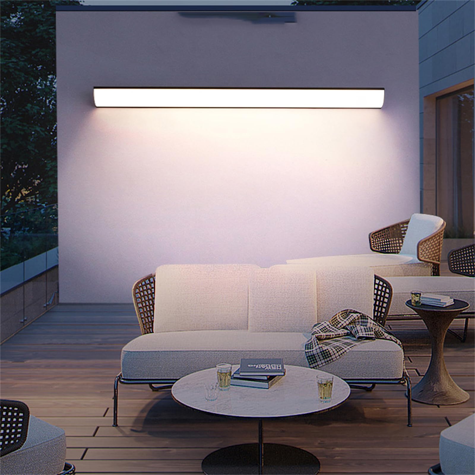 LED Esterno Lampada da Parete con Telecomando Lunga Applique da Parete Dimmerabile IP65 Impermeabile Illuminazione da PareteInterni Terrazzo Balcone Garage Camera da Letto (90cm)