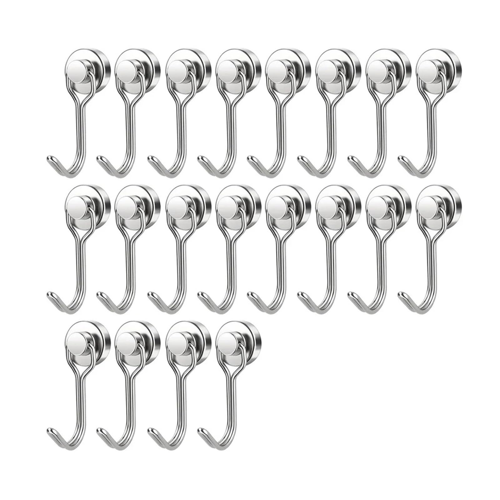 Genérico Ganchos magnéticos giratorios de alta resistencia, gancho magnético negro for refrigerador, parrilla y taquilla(Sliver 20pcs)