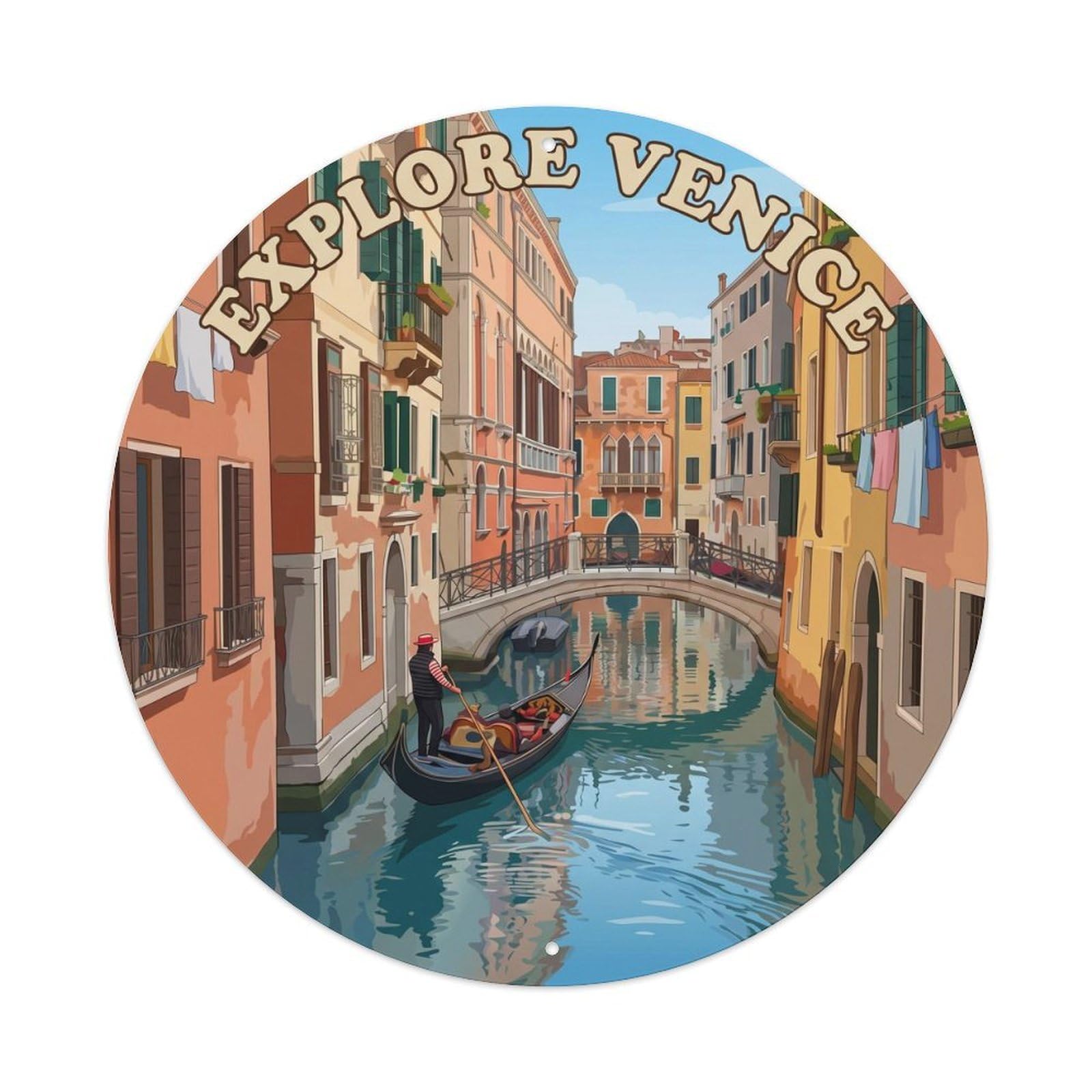 Vintage Travel Italy Waterway Journey Metal Tin Sign Plaque