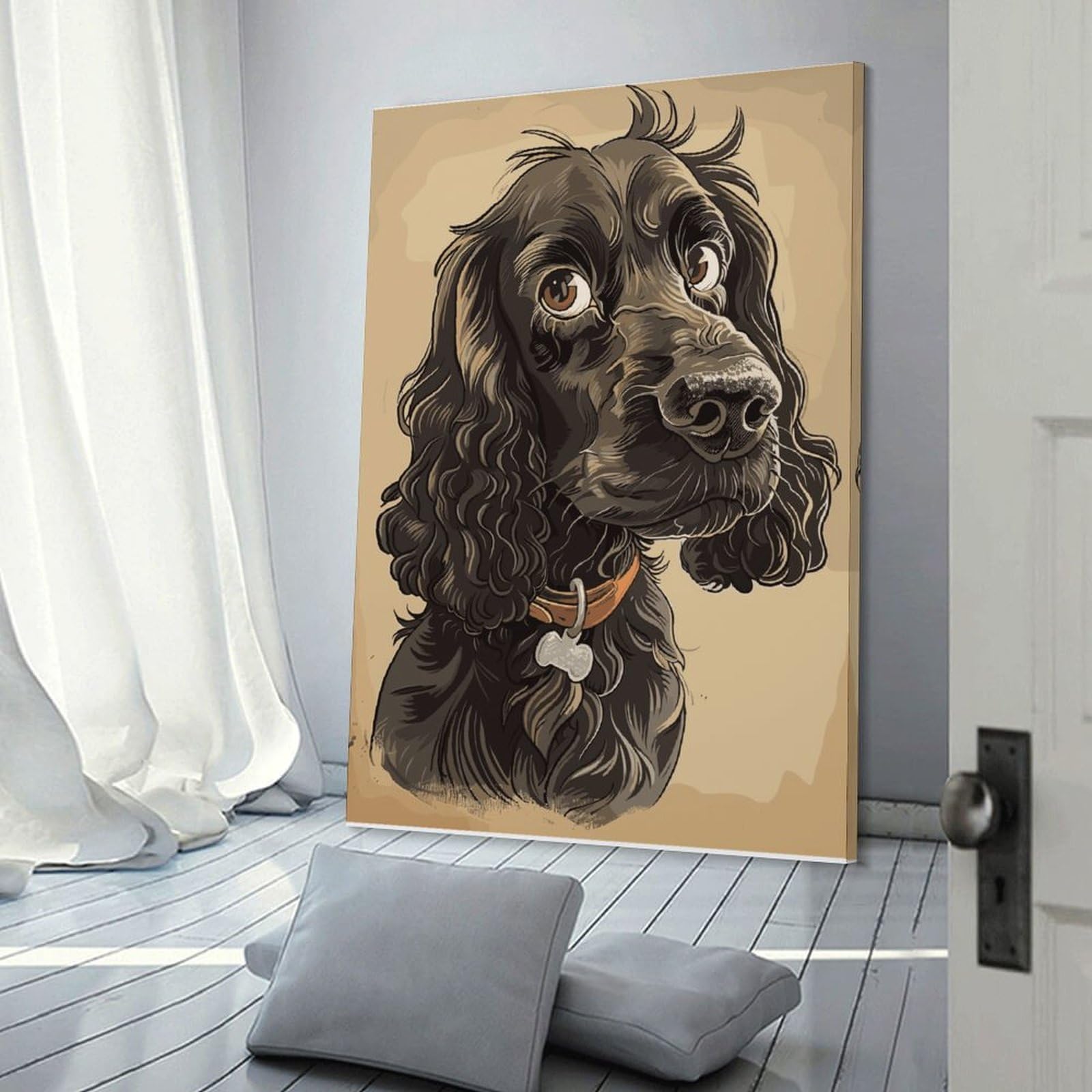 Junmoney Cocker Spaniel Dog Art Print Decorative Wall Artwork 24x36inch(60x90cm), for New Homes, Bedrooms Or Workspaces, A Wall Art Gift for Fresh Interiors