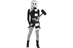 Stunning Black & White Polyester Alice The Psycho Costume Set