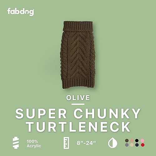 Miniatura 2 de Suéter superabrigado para perro, con cuello alto, de fabdog, Verde oliva