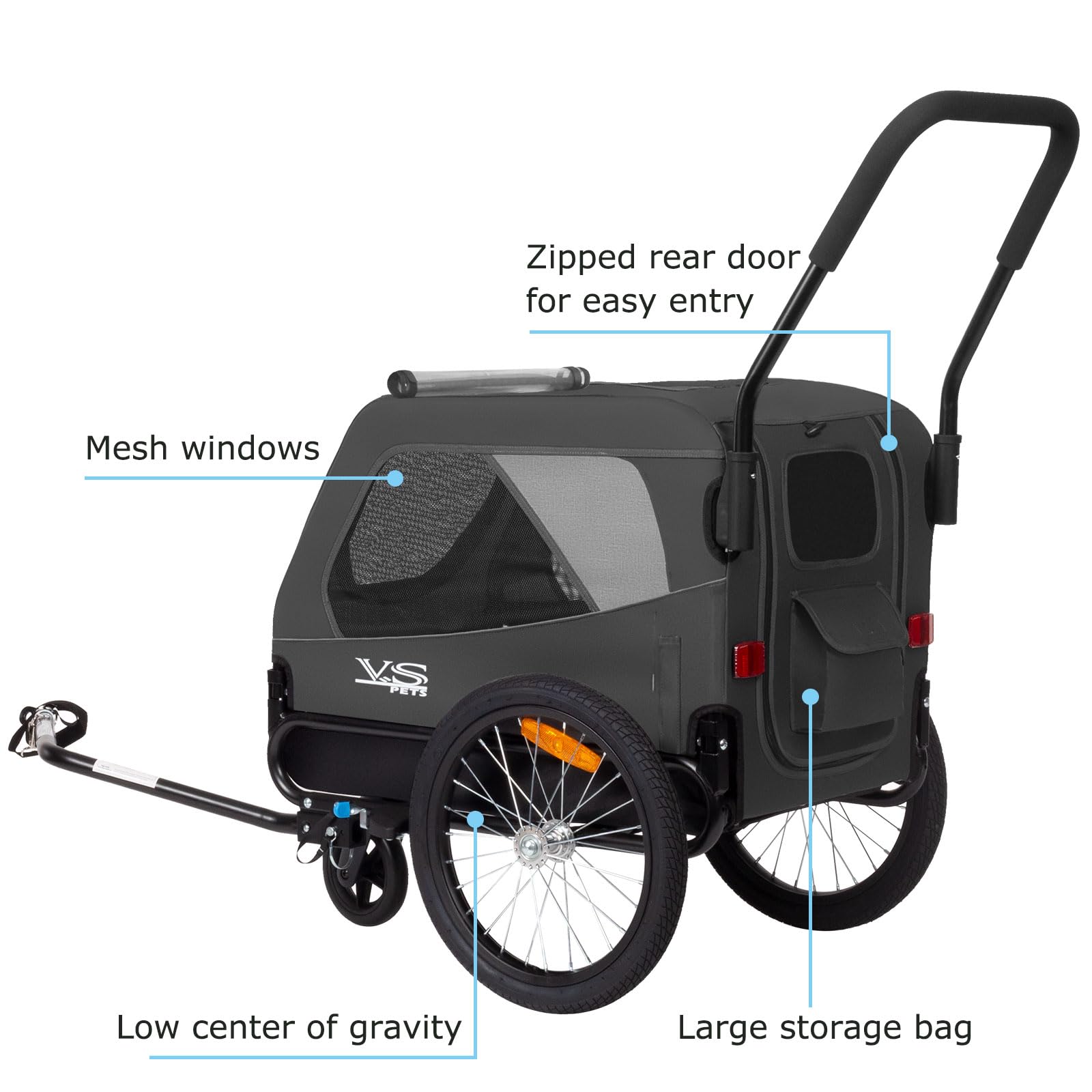 Tiggo VS Pets Medium Hundeanhänger & Buggy 2in1 Fahrradanhänger Hundebuggy Jogger 80204