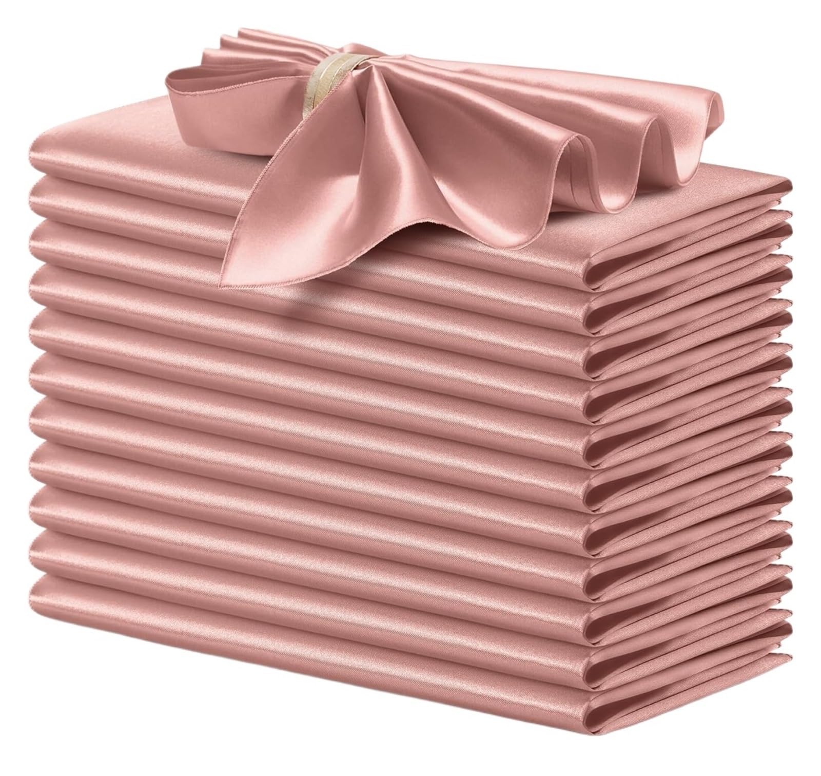 Satin Dinner Napkins 12PCS Satin Napkins 30x30cm Silky, Washable for Wedding Party, Restaurant Dinner Table Decor(12pcs rose gold)