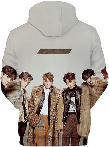 Vista 4 de Xkpopfans Kpop ATEEZ Sudadera con capucha con estampado 3D del tesoro Wooyoung San Mingi